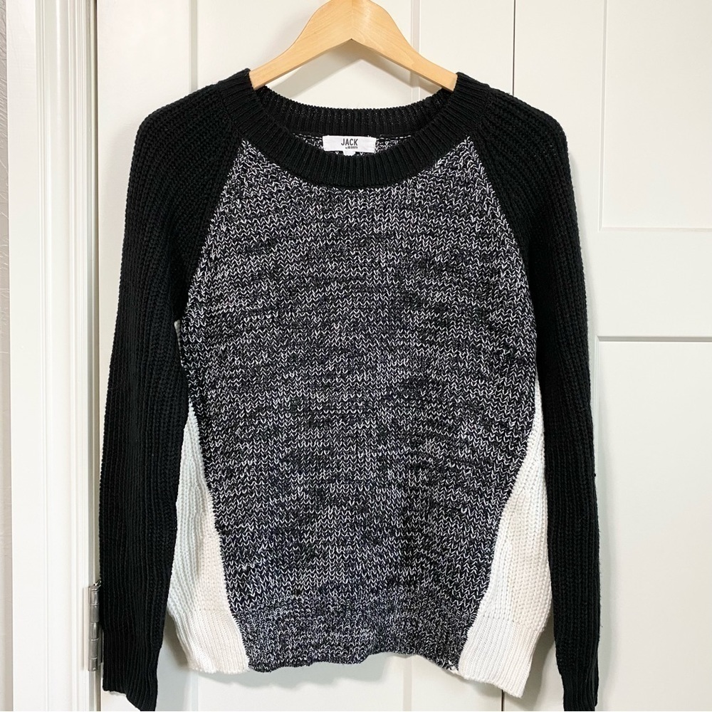 jack by BB Dakota color block black white sweater size large